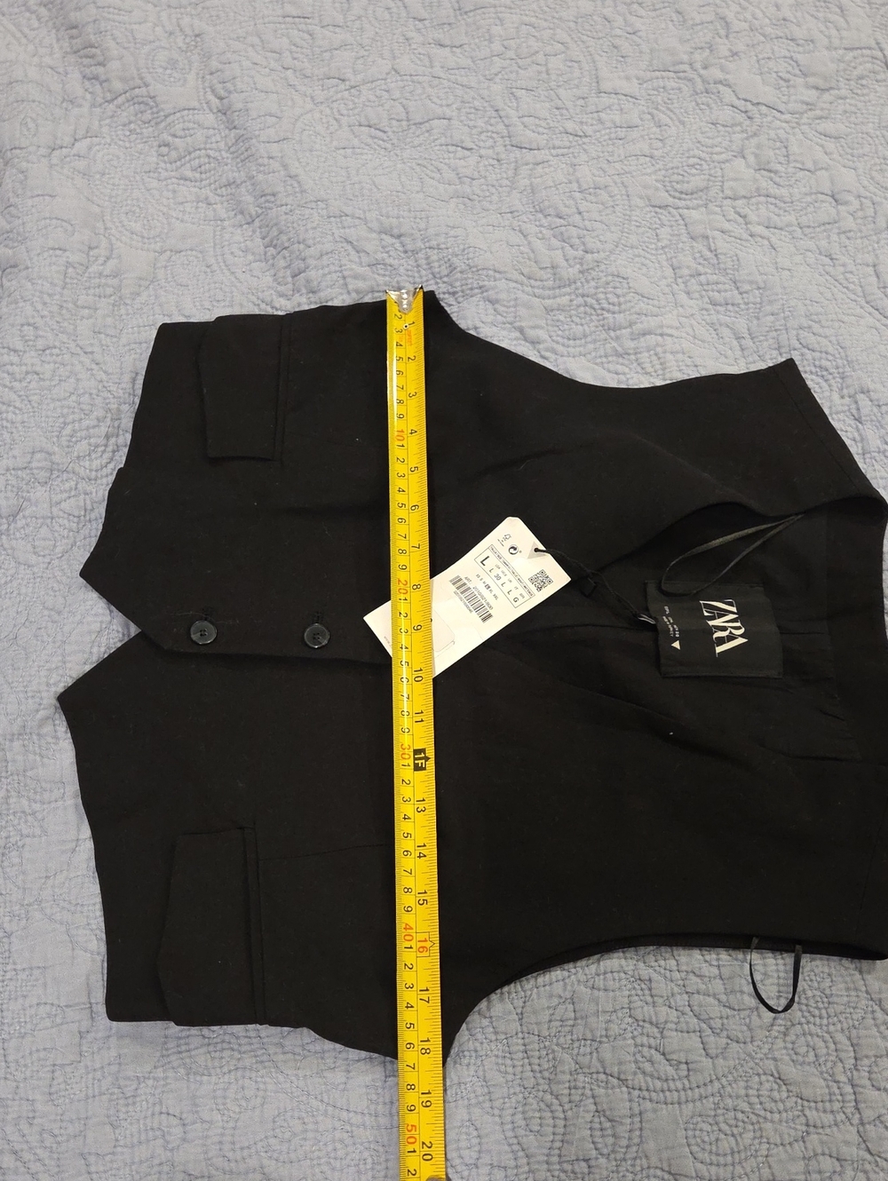 ZARA Black Cropped Tailored Button Vest Size L, New With Tag! - Picture 6 of 7